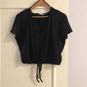 Black Semi Crop Top